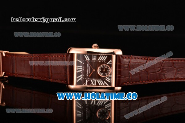 Cartier Tank MC Swiss ETA 2824 Automatic Rose Gold Case with Brown Dial and White Roman Numeral Markers - Click Image to Close