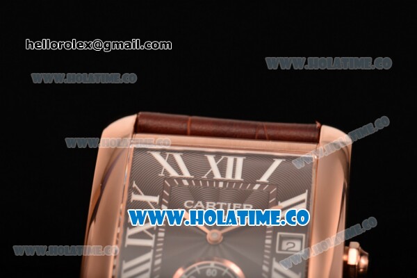 Cartier Tank MC Swiss ETA 2824 Automatic Rose Gold Case with Brown Dial and White Roman Numeral Markers - Click Image to Close