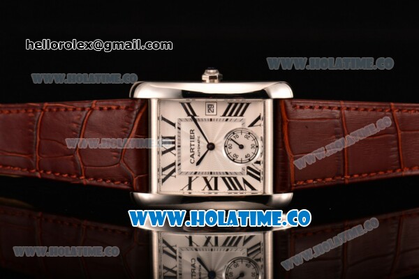 Cartier Tank MC Swiss ETA 2824 Automatic Steel Case with White Dial and Black Roman Numeral Markers - Click Image to Close