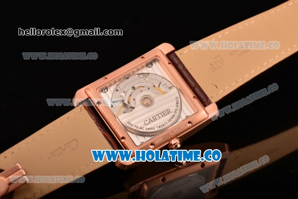 Cartier Tank MC Swiss ETA 2824 Automatic Rose Gold Case with White Dial and Black Roman Numeral Markers - Click Image to Close