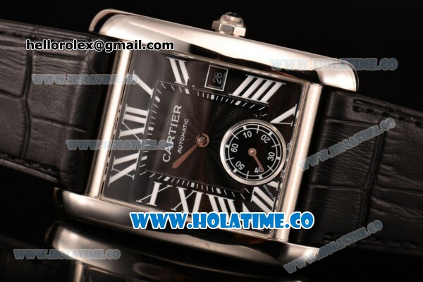 Cartier Tank MC Swiss ETA 2824 Automatic Steel Case with Black Dial and White Roman Numeral Markers - Click Image to Close