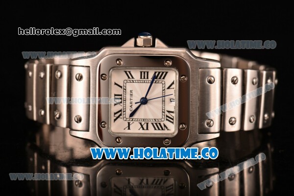 Cartier Santos 100 Miyota Quartz Movement Full Steel with White Dial and Black Roman Numerals - Click Image to Close