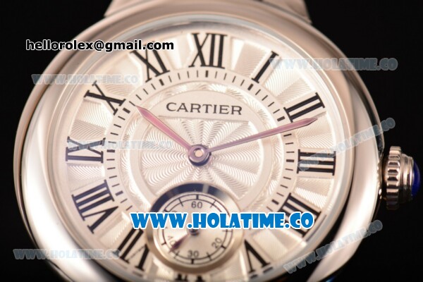 Cartier Ballon Bleu De Small Swiss Quartz Steel Case with White Dial Black Roman Numeral Markers and Brown Leather Strap - Click Image to Close