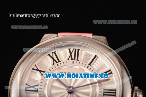 Cartier Ballon Bleu De Small Swiss Quartz Steel Case with White Dial Black Roman Numeral Markers and Pink Leather Strap - Click Image to Close