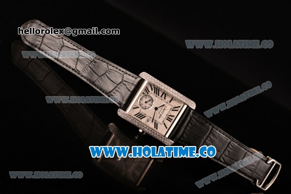Cariter Tank MC Swiss ETA 2824 Automatic Steel Case with White Dial Diamonds Bezel and Roman Numeral Markers - Click Image to Close