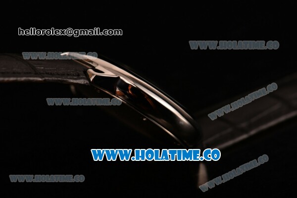 Cartier Rotonde De Swiss Quartz Steel Case with Black Guilloche Dial and Black Leather Strap - Click Image to Close