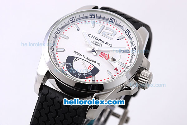 Chopard Gran Turismo XL Power Reserve Working Automatic with White Dial,White Marking and Black Rubber Strap - Click Image to Close