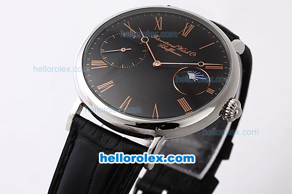 IWC Moon Phase Limited Edition with Black Dial and Gold Roman Marking - Click Image to Close