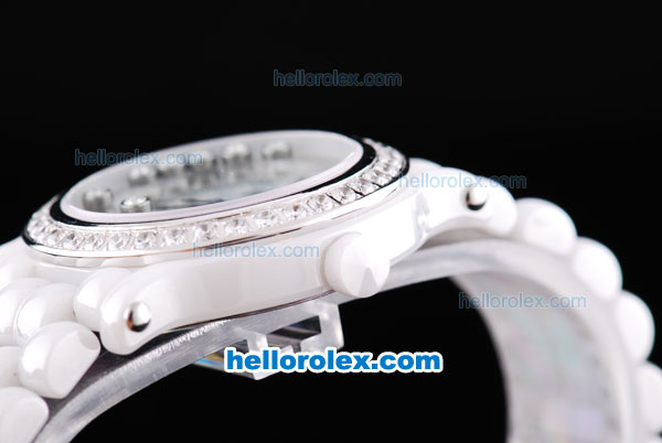 Chopard Full Ceramic Swiss ETA Quartz Movement with White Dial and Diamond Bezel - Click Image to Close