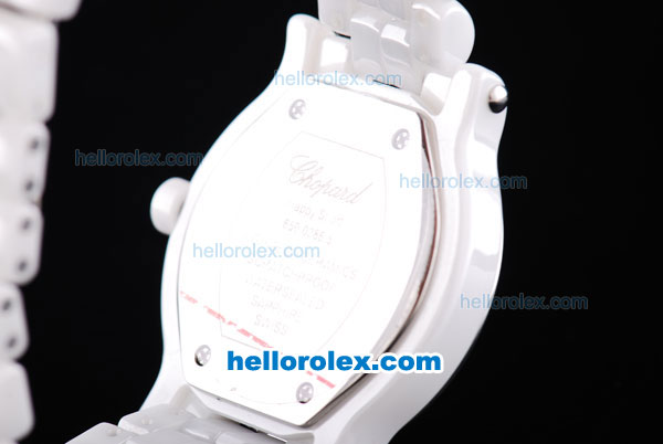 Chopard Full Ceramic Swiss ETA Quartz Movement with White Dial and Diamond Bezel - Click Image to Close