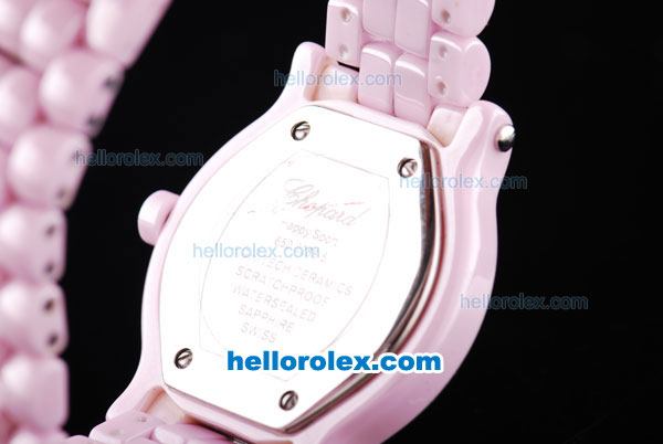 Chopard Full Ceramic Swiss ETA Quartz Movement with Pink Dial and Diamond Bezel - Click Image to Close