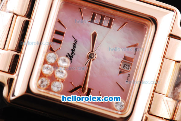 Chopard Happy Sport Swiss ETA Quartz Movement with Pink Dial and Rose Gold Square Case-SSStrap - Click Image to Close