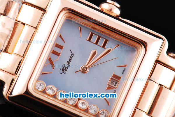 Chopard Happy Sport Swiss ETA Quartz Movement with Blue Dial and Rose Gold Square Case-SSStrap - Click Image to Close