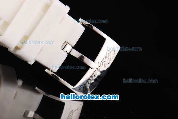 Chopard Happy Sport Original Chopard Quartz Movement Ceramic Case with White Dial and White Rubber Strap - Click Image to Close