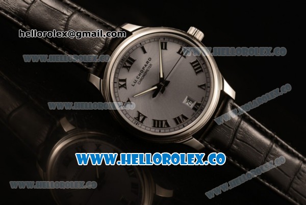 Chopard L.U.C 1937 Miyota 9015 Automatic Steel Case with Gray Dial and Black Leather Strap (AAAF) - Click Image to Close