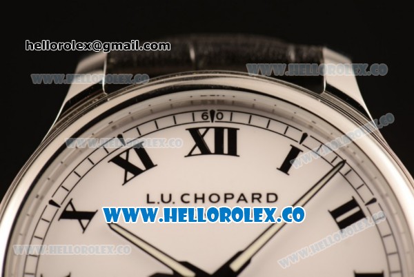 Chopard L.U.C 1937 Miyota 9015 Automatic Steel Case with White Dial and Black Leather Strap (AAAF) - Click Image to Close