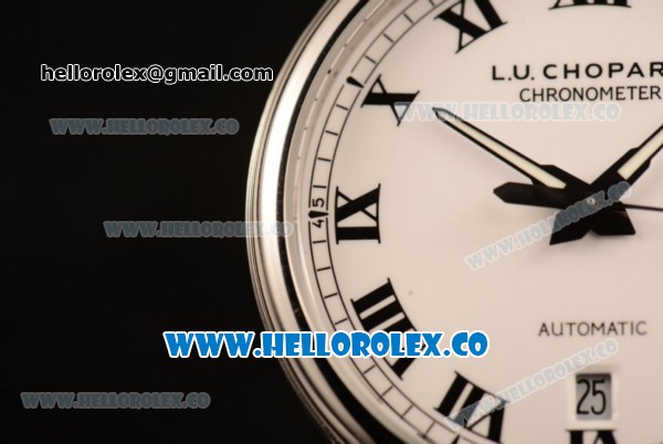 Chopard L.U.C 1937 Miyota 9015 Automatic Steel Case with White Dial and Black Leather Strap (AAAF) - Click Image to Close