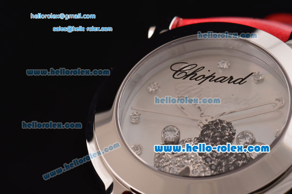 Chopard Happy Sport - Mickey Swiss Quartz Stainless Steel Case with Red Leather Strap and White MOP Dial - Click Image to Close
