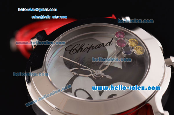Chopard Happy Sport - Mickey Swiss Quartz Stainless Steel Case with Red Leather Strap and Mickey Dial - Click Image to Close