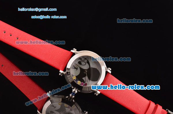 Chopard Happy Sport - Mickey Swiss Quartz Stainless Steel Case with Red Leather Strap and Mickey Dial - Click Image to Close