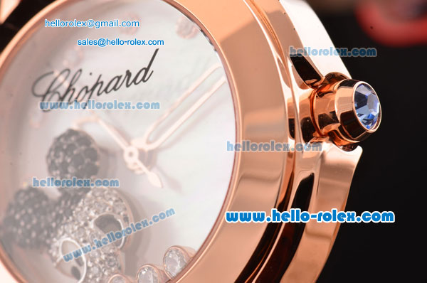 Chopard Happy Sport - Mickey Swiss Quartz Rose Gold Case with Red Leather Strap and White MOP Dial Diamond Markers - Click Image to Close