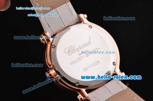 Chopard Happy Sport - Mickey Swiss Quartz Rose Gold Case with White Leather Strap and White MOP Dial Diamond Markers - Click Image to Close