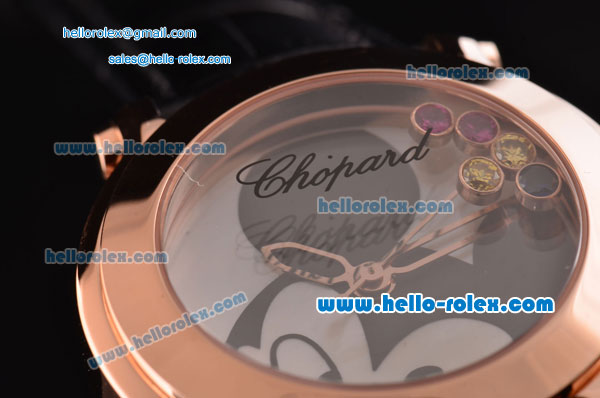 Chopard Happy Sport - Mickey Swiss Quartz Rose Gold Case with Black Leather Strap and Mickey Dial - Click Image to Close