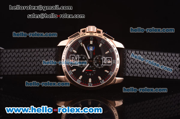 Chopard Miglia GT XL Chronograph Miyota Quartz Rose Gold Case with Black Dial - Click Image to Close