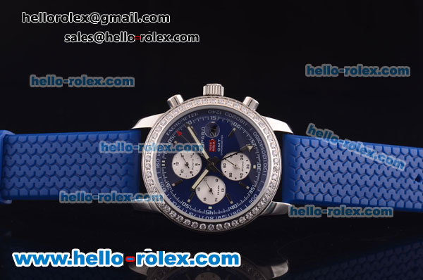Chopard Mille Miglia GMT Automatic Diamond Bezel with Blue Dial and Blue Rubber Strap - Click Image to Close