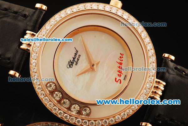 Chopard Happy Sport Swiss Quartz Movement Rose Gold Case with Diamond Bezel and MOP Dial - Click Image to Close