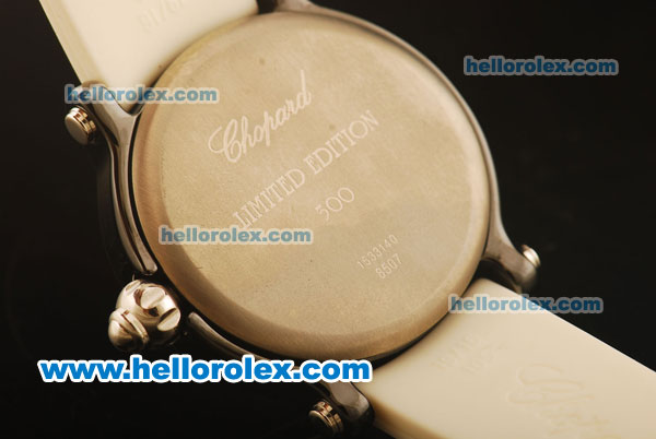 Chopard Happy Sport Swiss ETA Quartz Ceramic Case with White Dial and White Rubber Strap 1:1 Original - Click Image to Close