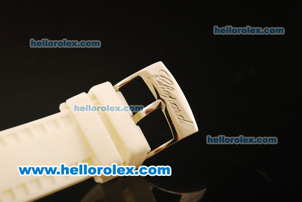 Chopard Happy Sport Swiss ETA Quartz Ceramic Case with White Dial and White Rubber Strap 1:1 Original - Click Image to Close