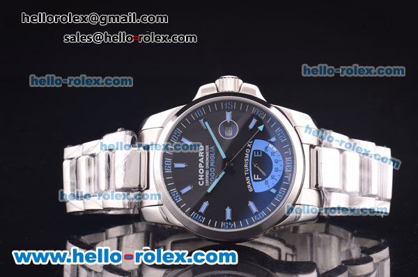 Chopard Gran Turismo XL Automatic with Power Reserve Full Steel with Black Dial and Blue Markers - Click Image to Close