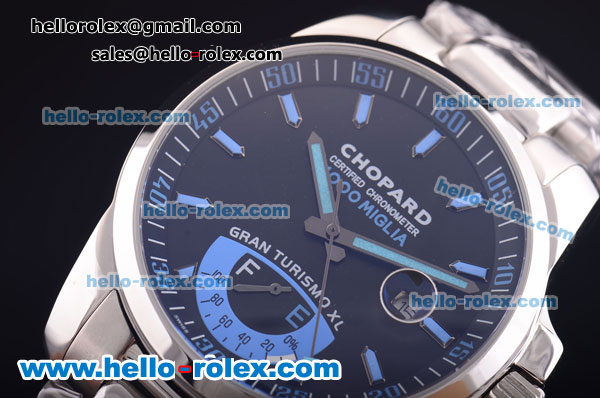 Chopard Gran Turismo XL Automatic with Power Reserve Full Steel with Black Dial and Blue Markers - Click Image to Close