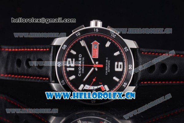 Chopard Mille Miglia GTS Power Control Miyota OS2035 Quartz Steel Case Red Dial Black Leather Strap and Arabic Number/Stick Markers - Click Image to Close