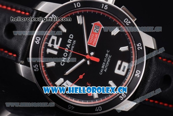Chopard Mille Miglia GTS Power Control Miyota OS2035 Quartz Steel Case Red Dial Black Leather Strap and Arabic Number/Stick Markers - Click Image to Close