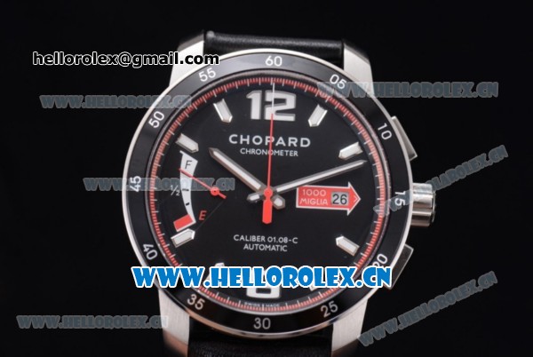 Chopard Mille Miglia GTS Power Control Miyota OS2035 Quartz Steel Case Red Dial Black Leather Strap and Arabic Number/Stick Markers - Click Image to Close