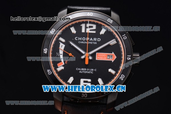 Chopard Mille Miglia GTS Power Control Miyota OS2035 Quartz PVD Case Black Dial Black Leather Strap and Arabic Number/Stick Markers - Click Image to Close