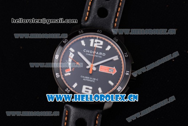 Chopard Mille Miglia GTS Power Control Miyota OS2035 Quartz PVD Case Black Dial Black Leather Strap and Arabic Number/Stick Markers - Click Image to Close