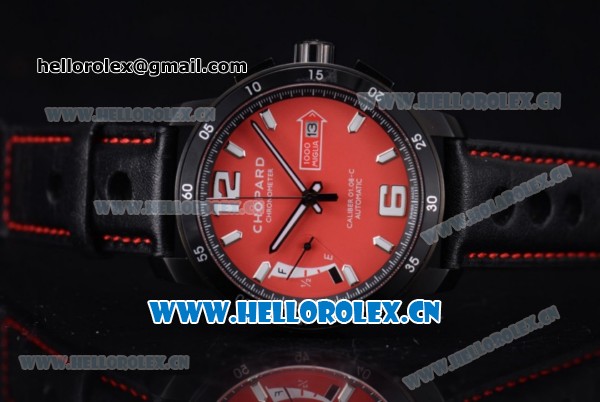 Chopard Mille Miglia GTS Power Control Miyota OS2035 Quartz PVD Case Red Dial Black Leather Strap and Arabic Number/Stick Markers - Click Image to Close