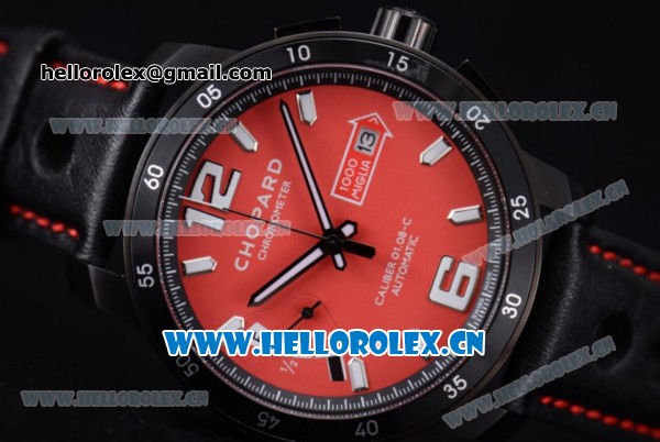 Chopard Mille Miglia GTS Power Control Miyota OS2035 Quartz PVD Case Red Dial Black Leather Strap and Arabic Number/Stick Markers - Click Image to Close