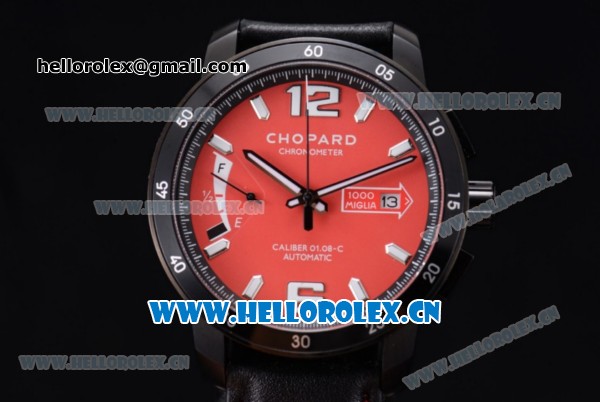 Chopard Mille Miglia GTS Power Control Miyota OS2035 Quartz PVD Case Red Dial Black Leather Strap and Arabic Number/Stick Markers - Click Image to Close