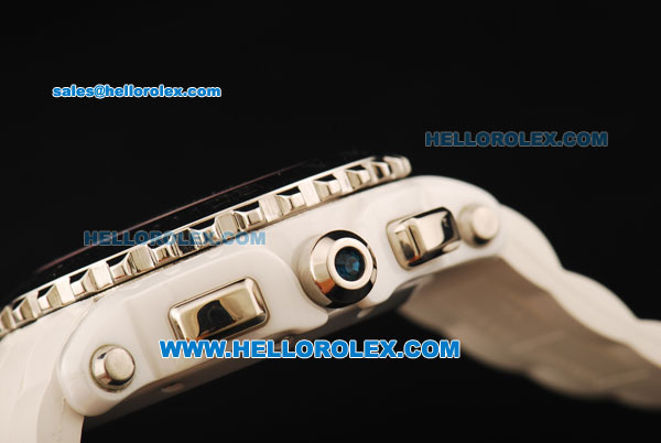 Chopard Happy Sport Chronograph Original Quartz Movement White Ceramic Case with White MOP Dial and White Rubber Strap - Click Image to Close