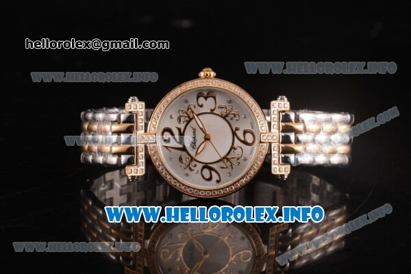 Chopard Imperiale Miyota Quartz Steel Case with Diamonds Bezel Silver Dial and Two Tone Bracelet - Click Image to Close