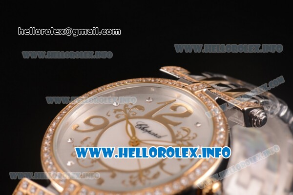 Chopard Imperiale Miyota Quartz Steel Case with Diamonds Bezel Silver Dial and Two Tone Bracelet - Click Image to Close