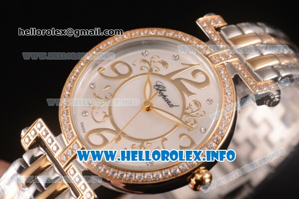 Chopard Imperiale Miyota Quartz Steel Case with Diamonds Bezel Silver Dial and Two Tone Bracelet - Click Image to Close