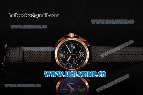 Chopard Mille Miglia GT XL Chrono Miyota Quartz PVD Case with Black Dial and Rose Gold Bezel - Click Image to Close