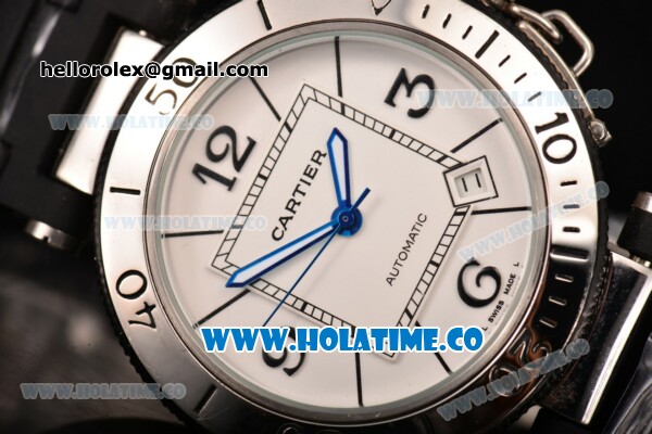 Cartier Pasha Seatimer Swiss ETA 2824 Automatic Steel Case with White Dial - Click Image to Close