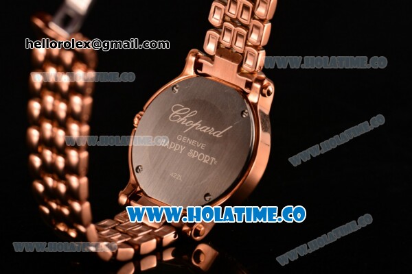 Chopard Happy Sport Swiss ETA Quartz Movement Full Rose Gold with Diamond Bezel and White MOP Dial - Click Image to Close