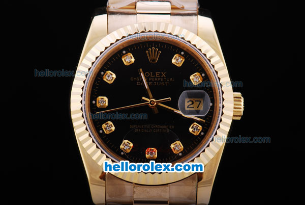 Rolex Datejust Automatic Black Dial with Diamond Marking - Click Image to Close